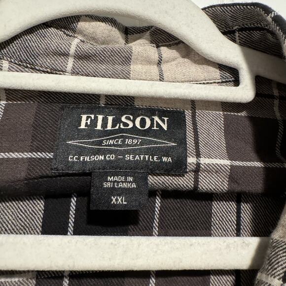 Filson Plaid Scout Shirt Black Gray Mens XXL - Picture 3 of 5